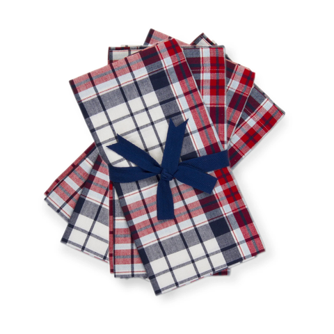 Arlo Red, White, & Blue Plaid Napkins - Set of 4