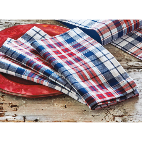 Arlo Red, White, & Blue Plaid Napkins - Set of 4