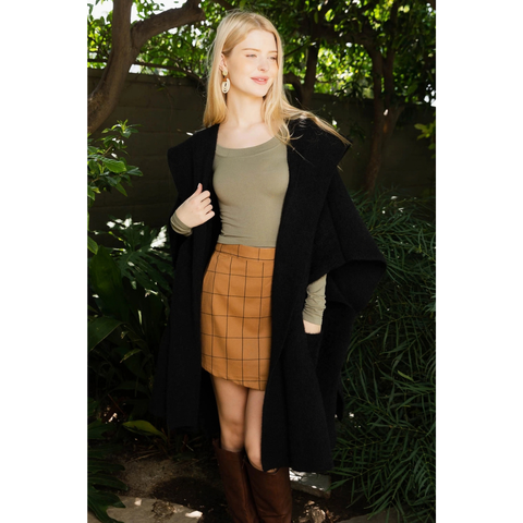 Autunno Hooded Ruana - Black