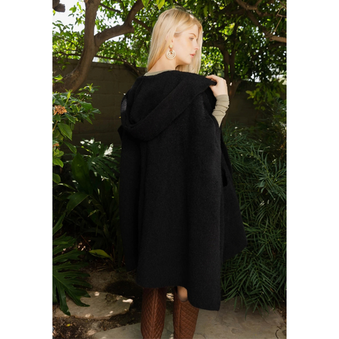 Autunno Hooded Ruana - Black