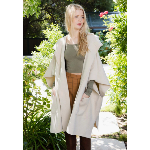 Autunno Hooded Ruana - Ecru