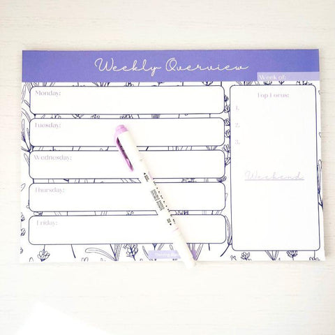 Lavender Field Weekly Planner, 11" x 8.5", Purple and White