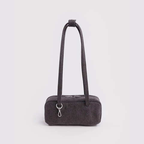 Small Denim Bowler Bag, Washed Black Denim - BAGGU