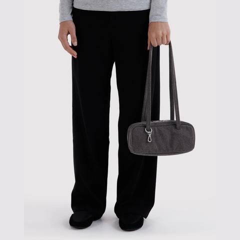 Small Denim Bowler Bag, Washed Black Denim - BAGGU