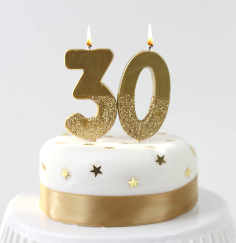 Gold Glitter Birthday Number Candle - 0
