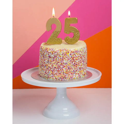 Gold Glitter Birthday Number Candle - 2