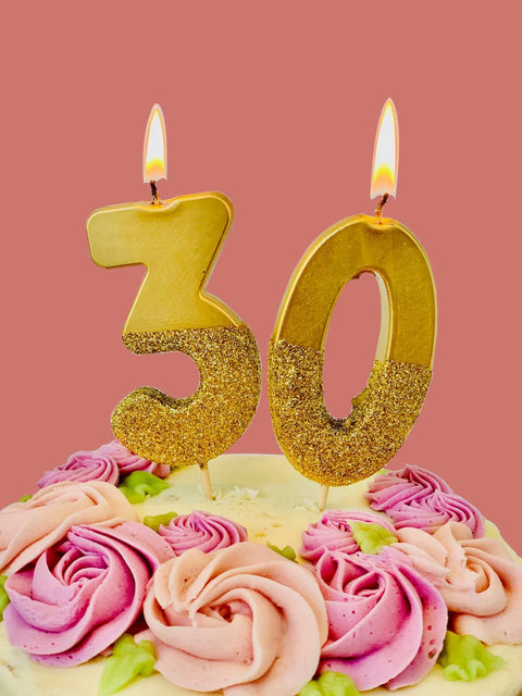 Gold Glitter Birthday Number Candle - 3