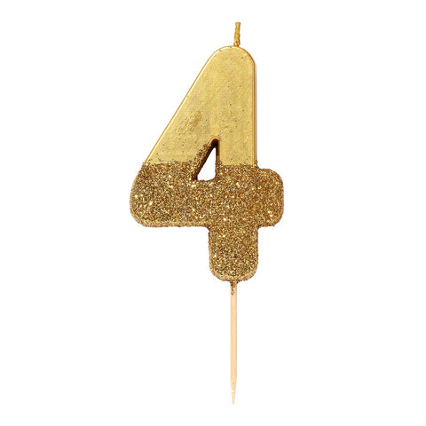 Gold Glitter Birthday Number Candle - 4
