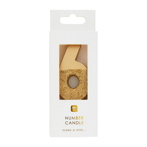 Gold Glitter Birthday Number Candle - 6