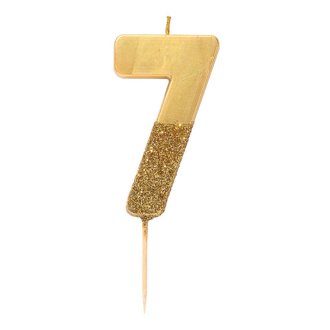 Gold Glitter Birthday Number Candle - 7