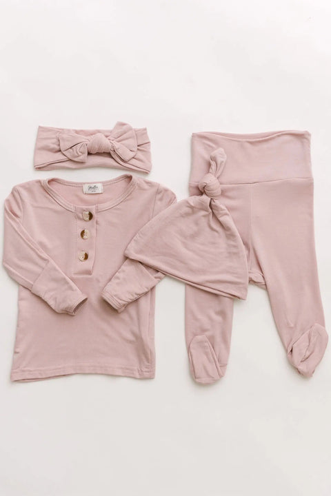 Top and Bottom Baby Outfit for Girls (Newborn - 12 months) - Dusty Rose - Stroller Society