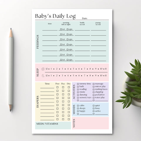 Baby & Newborn Daily Care Log