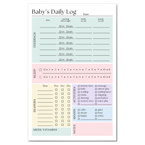 Baby & Newborn Daily Care Log