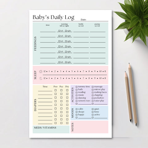 Baby & Newborn Daily Care Log