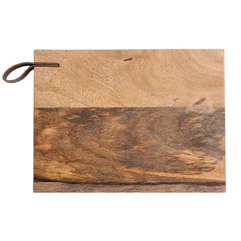 Basique Wood Cheese/Cutting Board with Leather Handle