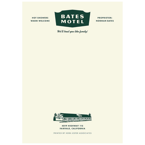 Fictional Hotel Notepad Set - Bates Motel