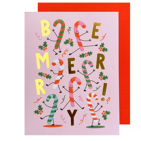 Be Merry Candy Canes Card - The Social Type