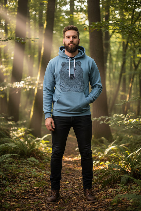 Bear Frank Fleece Hoodie by Gaspar Gou - Slate
