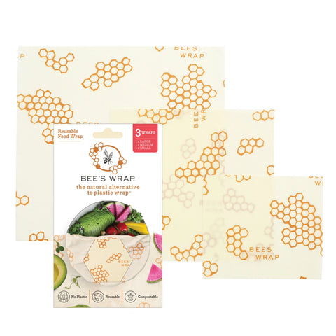Bee's Wrap Reusable Beeswax Food Wraps 3 Pack - Honeycomb