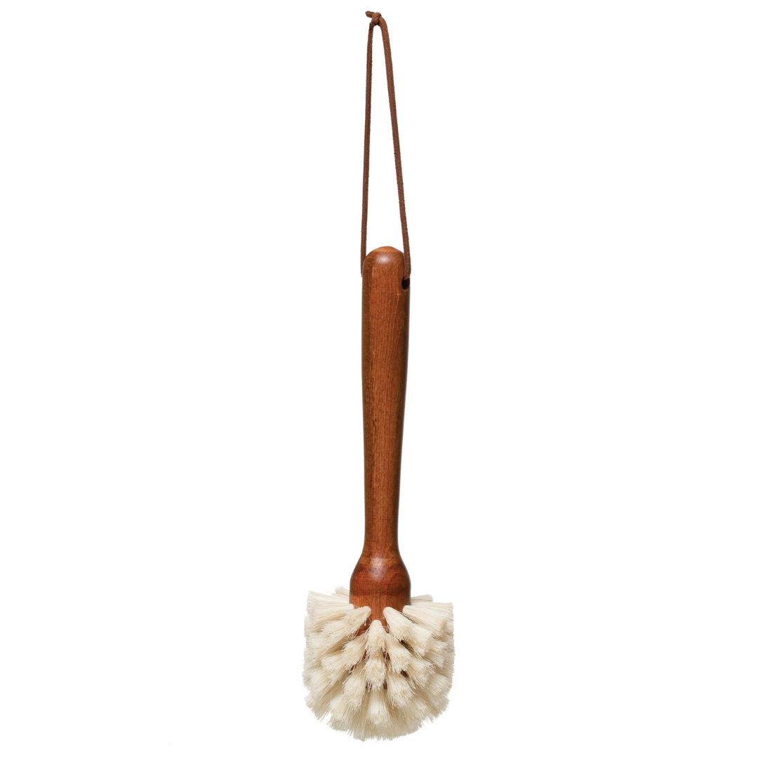 Beech Wood Dish Brush with Leather Strap