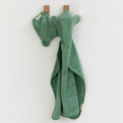 Bella Tunno Hooded Towel + Wash Mitt Set - Sea Foam