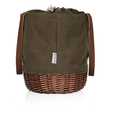 Belleville Market Canvas and Willow Basket Tote - Khaki Green