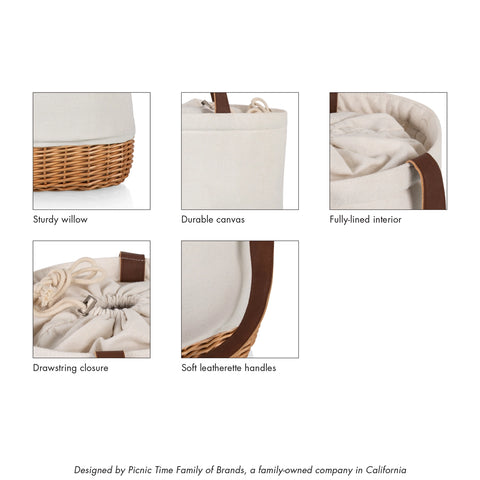 Belleville Market Canvas and Willow Insulated Basket Tote - Natural