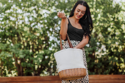 Belleville Market Canvas and Willow Insulated Basket Tote - Natural