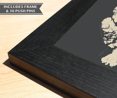 Framed Adventure Awaits World Push Pin Travel Map, 11" x 14", Grey Frame