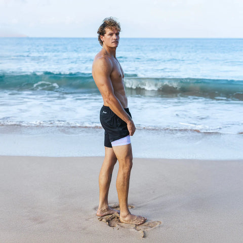 Bermies Lined Gym Shorts - Black (Blue Pineapples)