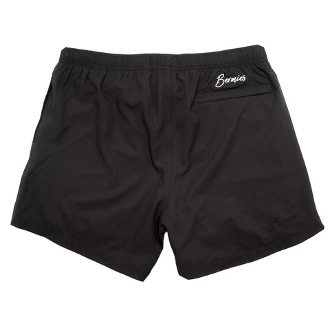 Bermies Lined Gym Shorts - Black (Blue Pineapples)