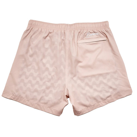 Bermies Lined Gym Shorts - Khaki (Navy Wavy)