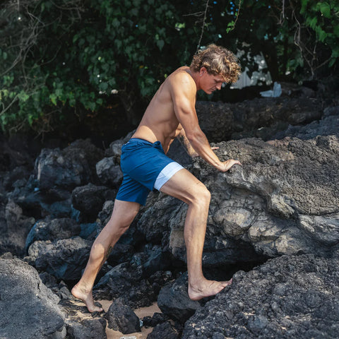 Bermies Lined Gym Shorts - Navy (Calm Crest)