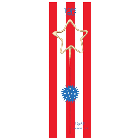 Big 8" Gold Star Sparkler Wand Card - 4th of July - TOPS Malibu