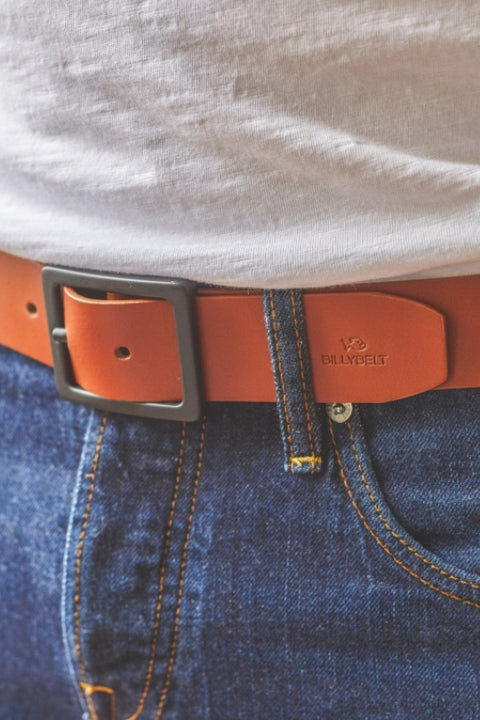 BillyBelt Light Brown Leather Belt - Smooth Effect
