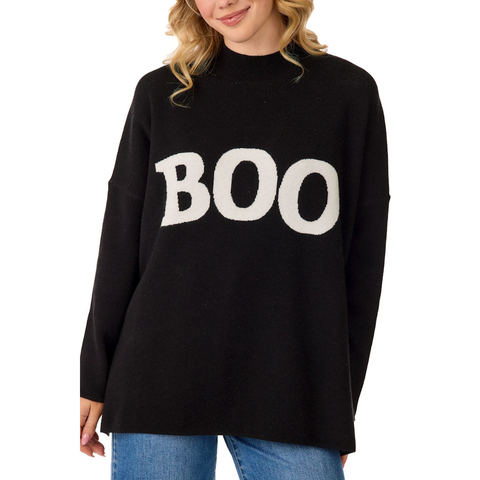 Black "Boo" Jacquard Sweater