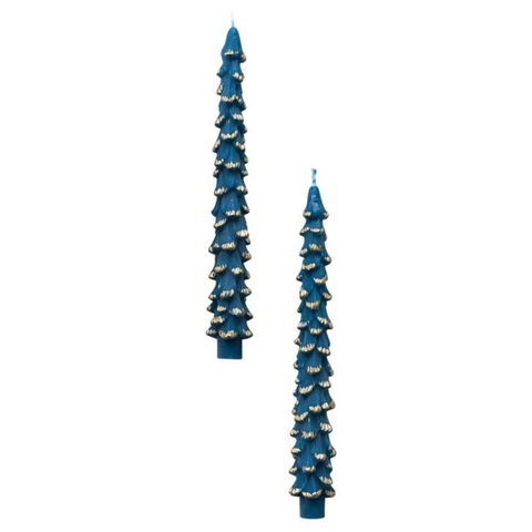 Tree Shaped 10" Taper Candles, Blue