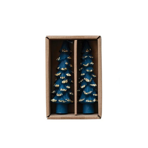 Tree Shaped 4.75" Taper Candles, Blue
