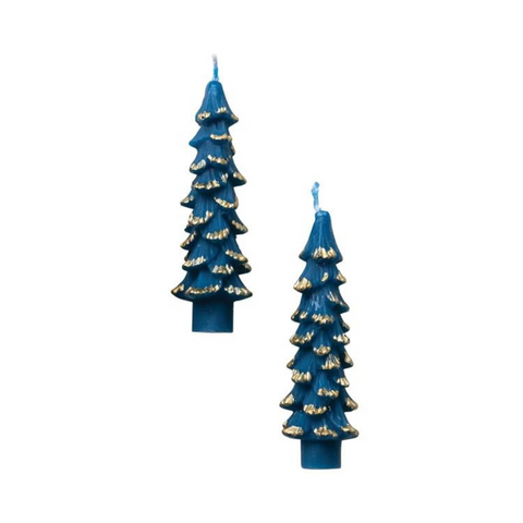 Tree Shaped 4.75" Taper Candles, Blue