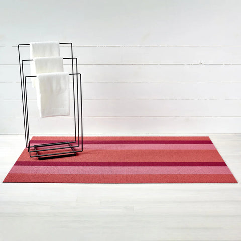 Chilewich Bold Stripe Shag Mats - Punch