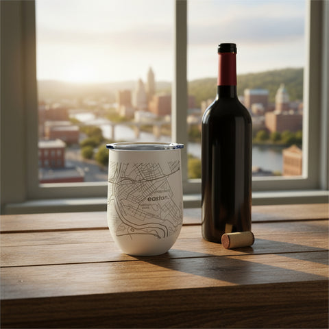 Easton Map Insulated Wine Tumbler, White