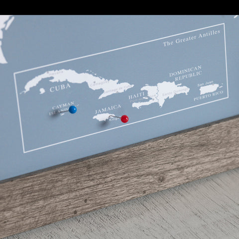 Framed USA Push Pin Map - Slate Blue