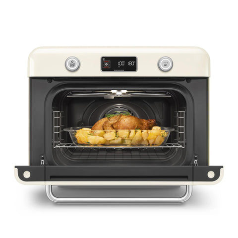 SMEG Retro Style Countertop Air Fry Oven With Steam, Cream