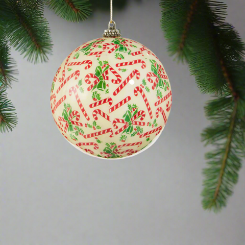 Candy Cane Ball Ornament