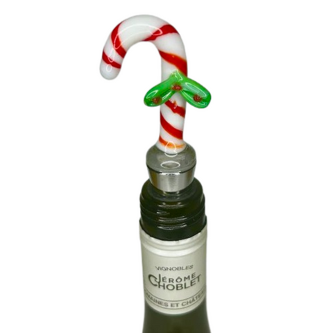 Holiday Icon Bottle Stopper, Candy Cane