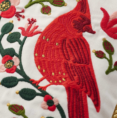 Cardinals Embroidered Stocking - Rifle Paper Co