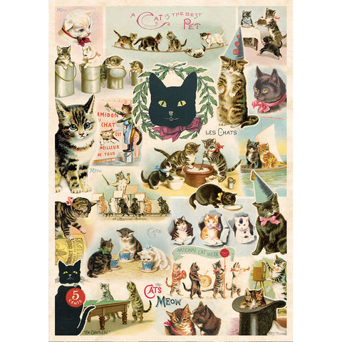 Cat Collage Poster - Cavallini Poster Wrap