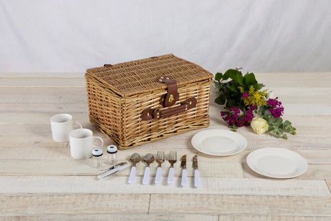 Catalina Picnic Basket Set - Red + White Plaid