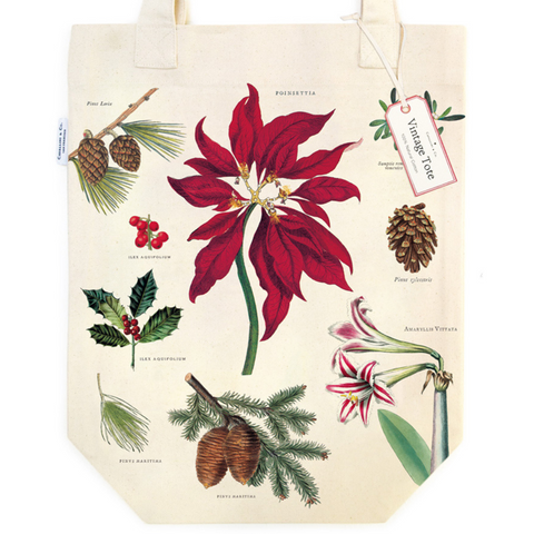 Cavallini Christmas Botanica Tote Bag