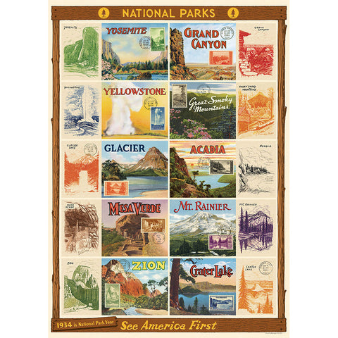 National Parks - 1934 Stamp Collection - Cavallini Poster Wrap